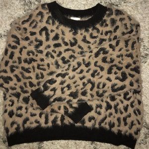 H&M Leopard Print Fuzzy Sweater